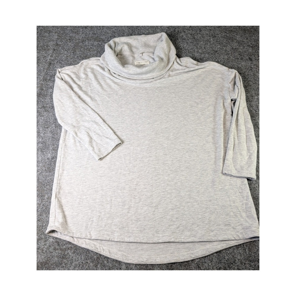 Lou & Grey for LOFT Gray Cowl Neck Tunic Sweater 3/4 Sleeve Medium